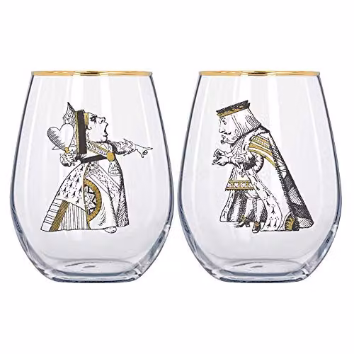 V&A Set of 2 Transparent and Gold Glass Tumblers, 500 ml