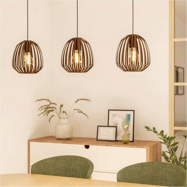 Loops Modern Bronze Triple Pendant Ceiling Light in Brown