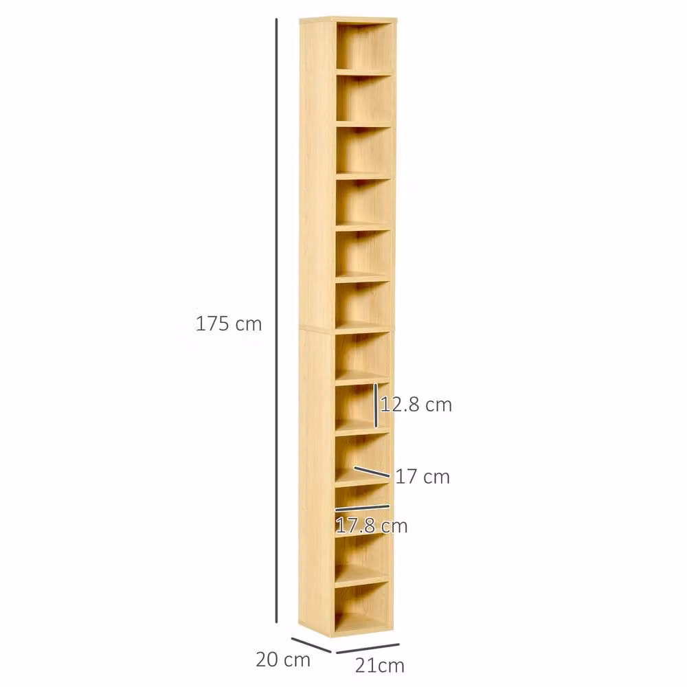 STILVORA 12 Cube CD Storage Tower in Natural Wood Finish – 3