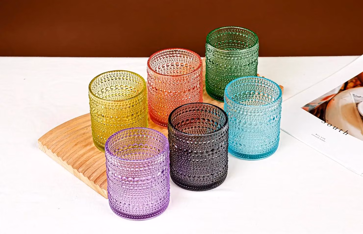 Simpa 6-Piece Retro Beaded Multicolour Drinking Glass Tumbler Set, 350ml per glass – 3