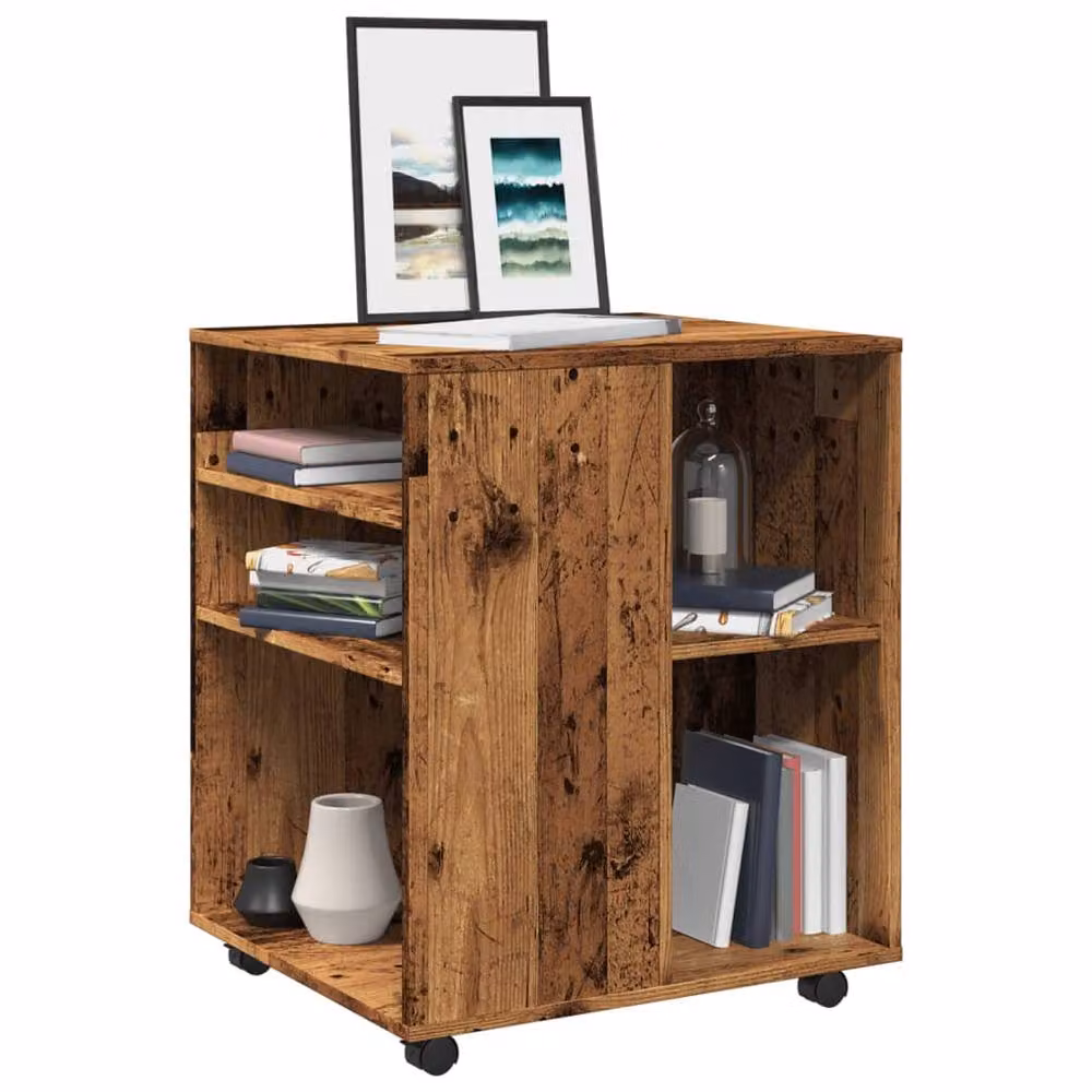 Berkfield Home Rolling Cabinet in Old Wood Brown, W: 60 cm, D: 53 cm, H: 72 cm – 2