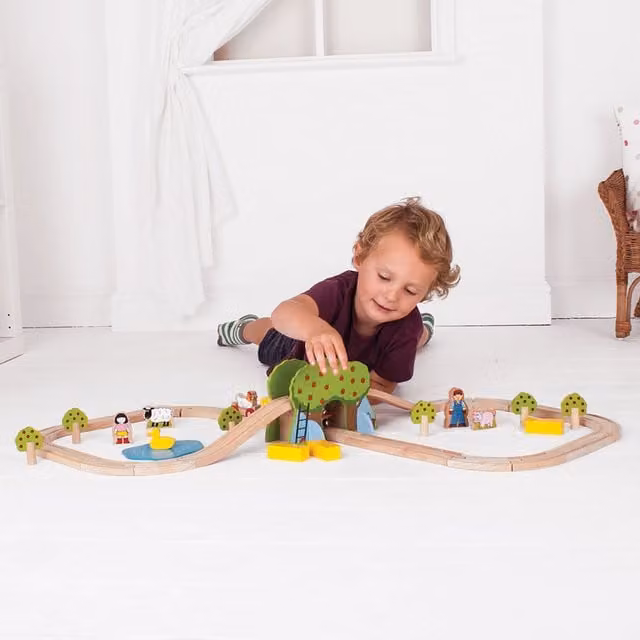 Bigjigs Multicolour Wooden Farm Push Train Starter Set