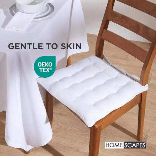 Homescapes Luxury Cotton Seat Pad in White, W/D/H: 40 x 40 x 4 cm – 3
