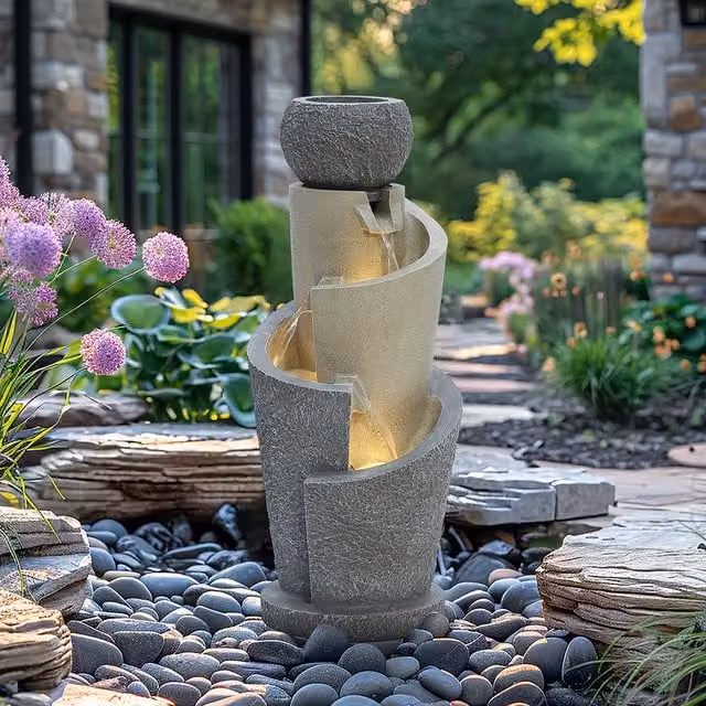 Charles Bentley Seine Cascading Mains Water Feature in Grey
