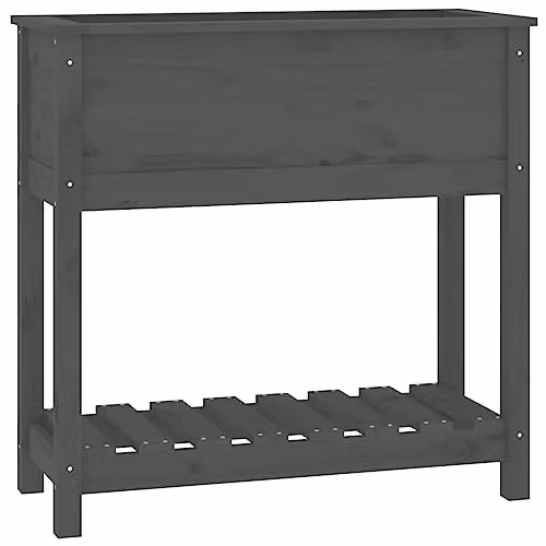 vidaXL Grey Pine Wood Planter with Shelf W/D/H: 82.5 x 34.5 x 81 cm – 1