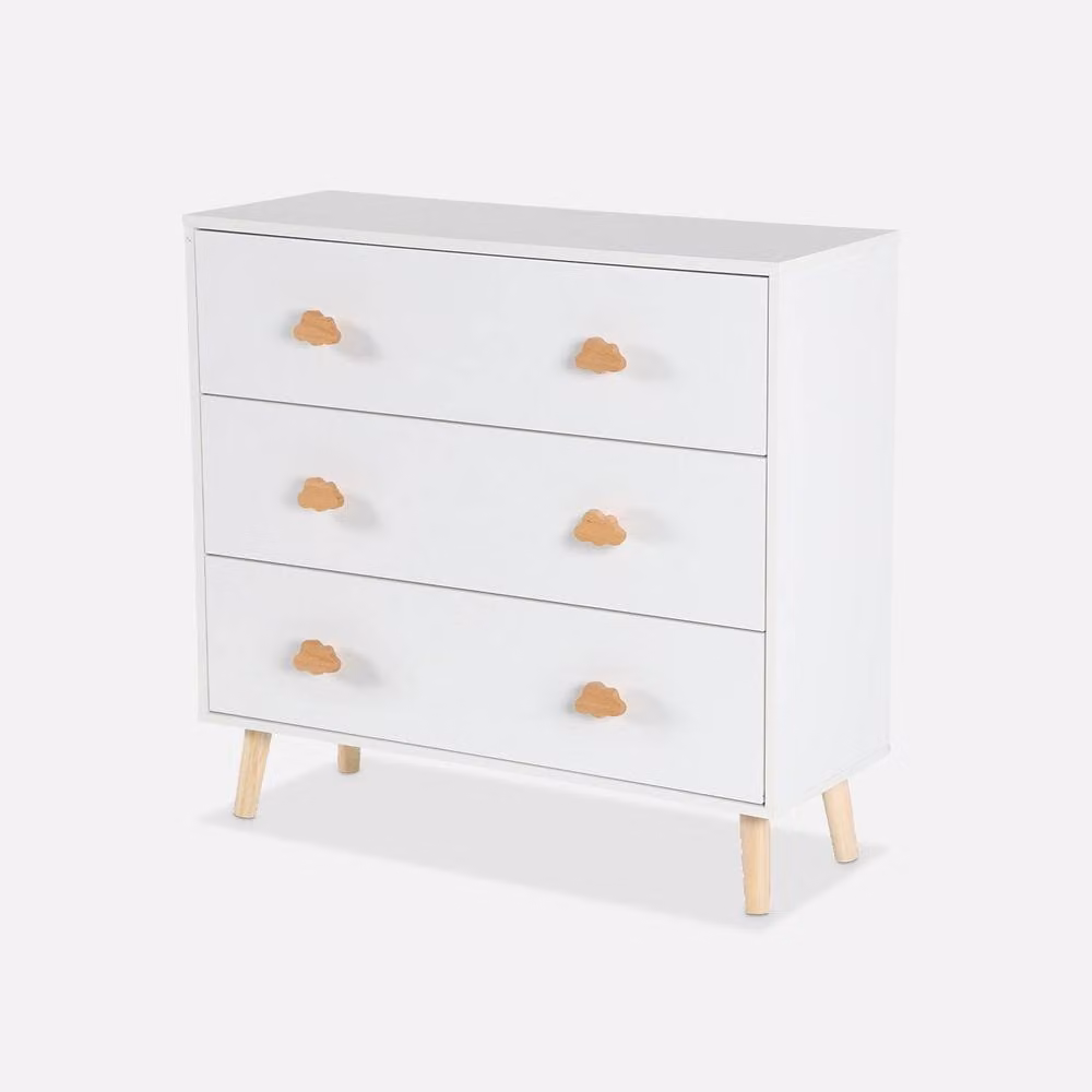 sweeek Chest of 3 Drawers in White Pine Wood, H 75.7 x W 80.0 x D 30.0 cm – 2