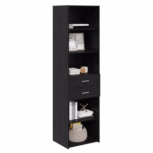 vidaXL Modern Black Highboard with Internal Drawers and Shelves, W/D/H: 50 x 42.5 x 185 cm – 1