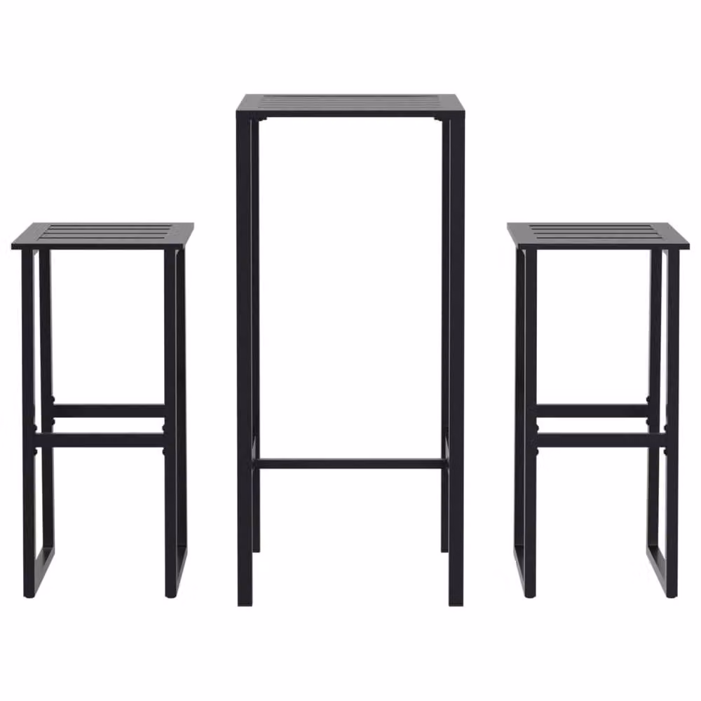 Berkfield Home 3 Piece Garden Bar Set in Black Powder-coated Metal – 2