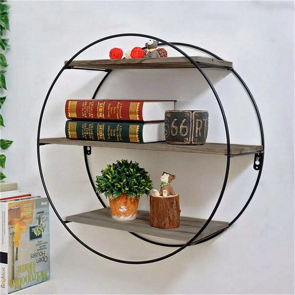Nordara 3 Tier Wall Mounted Industrial Storage Shelves with Black Metal Frame and Pine Wood – 3