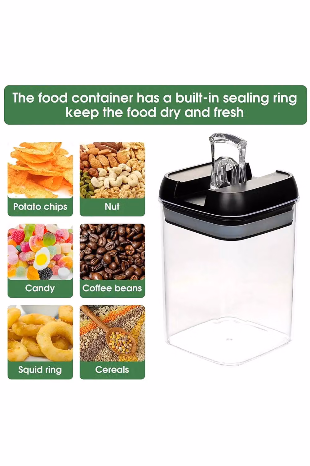 Living and Home 7-Piece Airtight Food Storage Container Set with Clip Lids, Clear, 6.9L Total Volume (0.5L x 2, 0.8L x 2, 1.2L x 2, 1.9L x 1) – 3