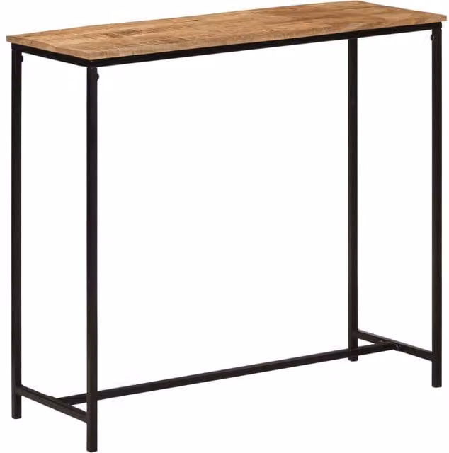 Berkfield Home Industrial Console Table in Grey and Brown, Solid Mango Wood and Iron, W/D/H: 80 x 30 x 74 cm