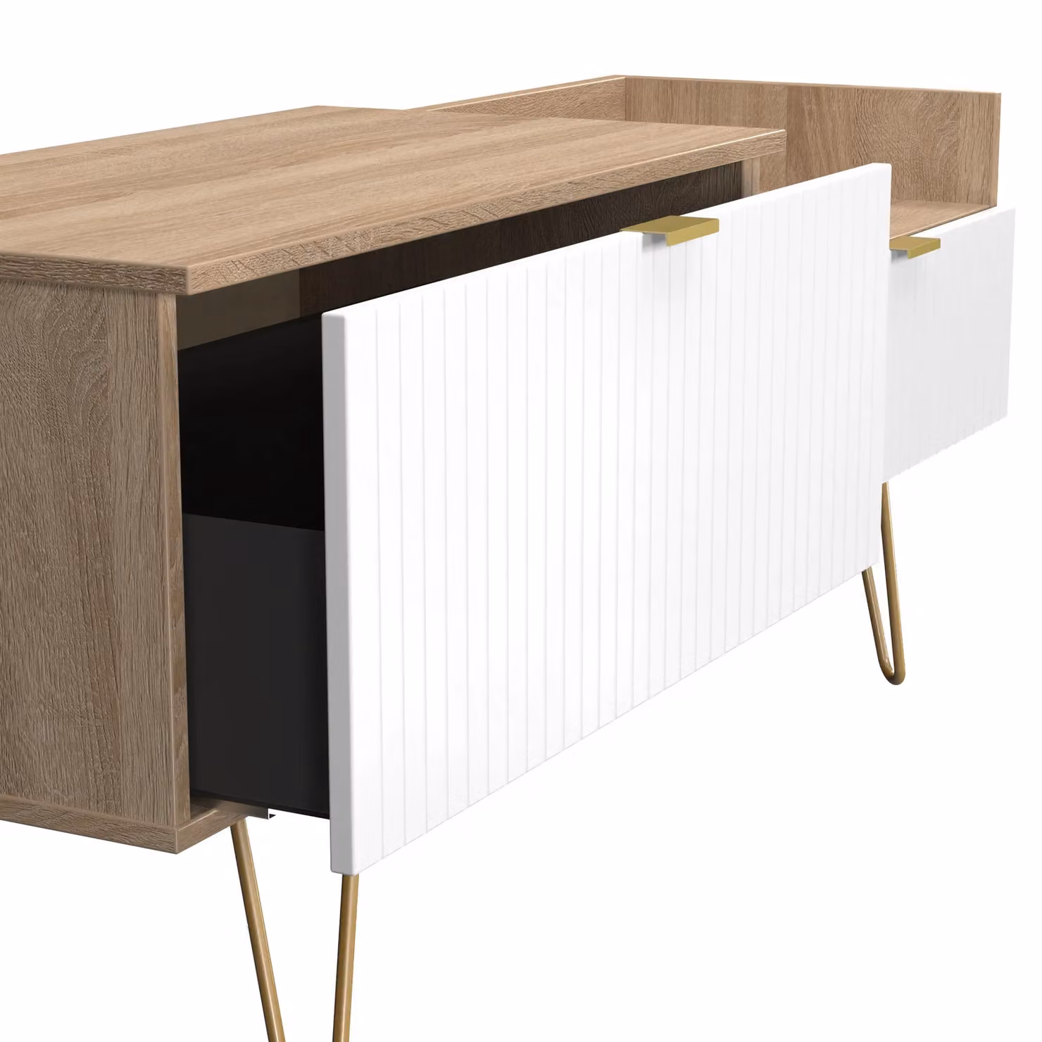 2 U Bexley 2 Drawer Coffee TV Unit in Natural with Gold Metal Accents – 3