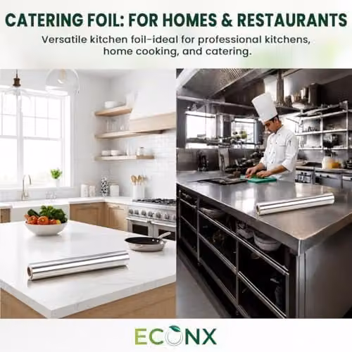 ECONX Heavy-Duty Aluminium Kitchen Foil Roll, Silver, 75m x 30cm – 3