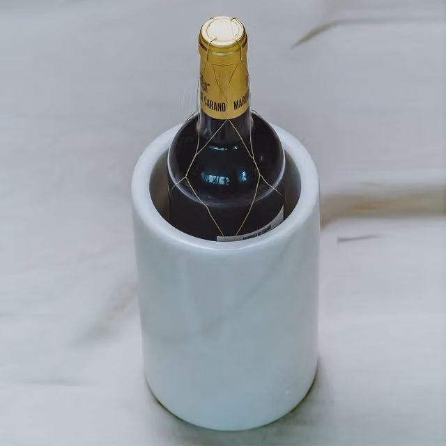 Artes Solid Marble Wine Cooler in Grey and White