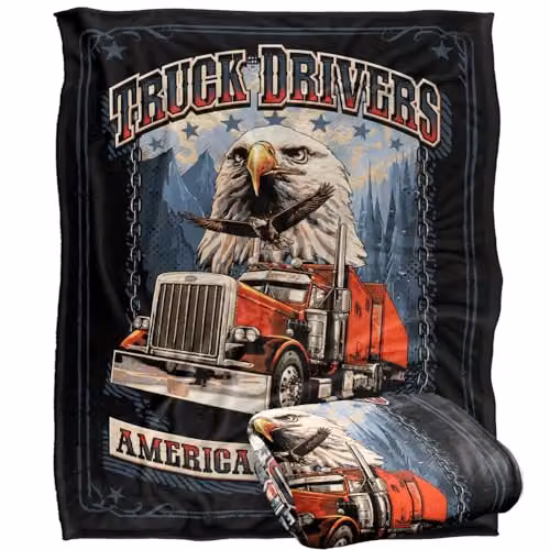 JQ Licensing Semi-Truck Drivers Keep America Running Super Soft Fleece Throw Blanket, Multicolour, W/D: 152 x 127 cm