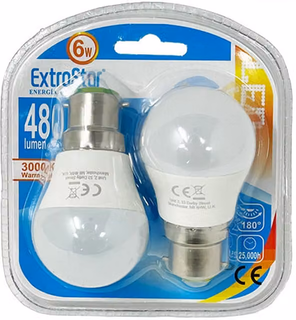Livingandhome Pack of 6 White 6W LED Globe Ball Bulbs B22 3000K Warm White