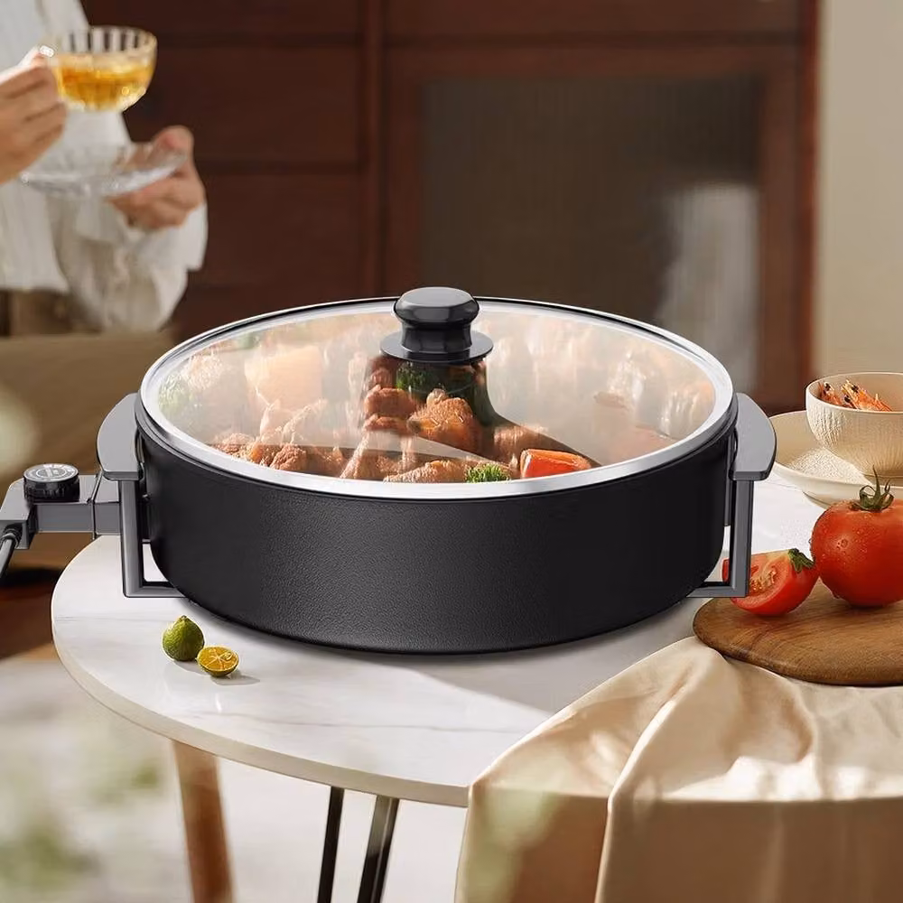 PAWNORA 8L Electric Frying Pan with Glass Lid, Black – 4