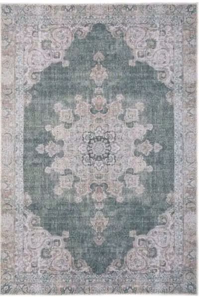 Kukoon Washable and Non-Slip Rectangular Area Rug in Green, W: 60 cm, L: 240 cm