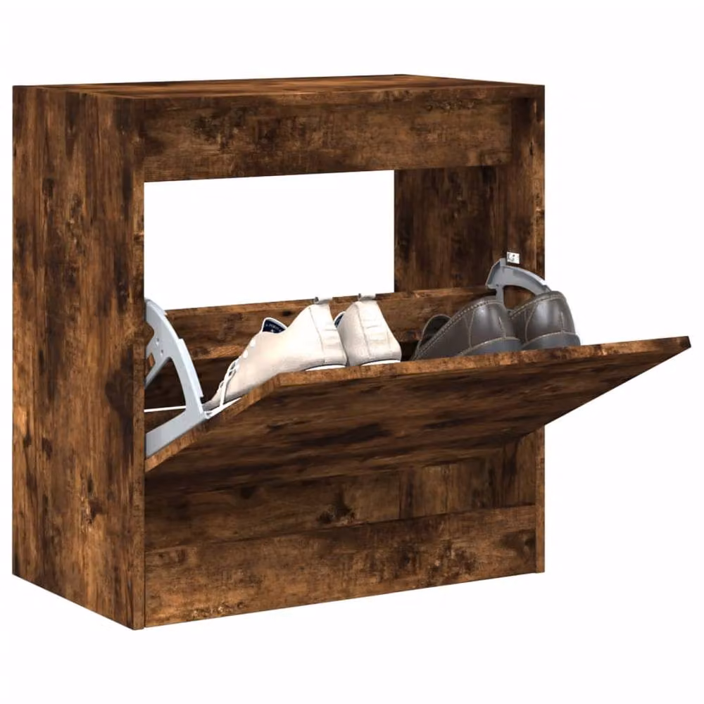 Berkfield Home Smoked Oak Shoe Cabinet in Brown, W/D/H: 60 x 34 x 63.5 cm – 2