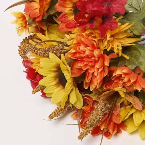 Homescapes Artificial Autumnal Flower Bunch, Set of 2 Mixed Yellow, Red and Orange Floral Arrangements – 3