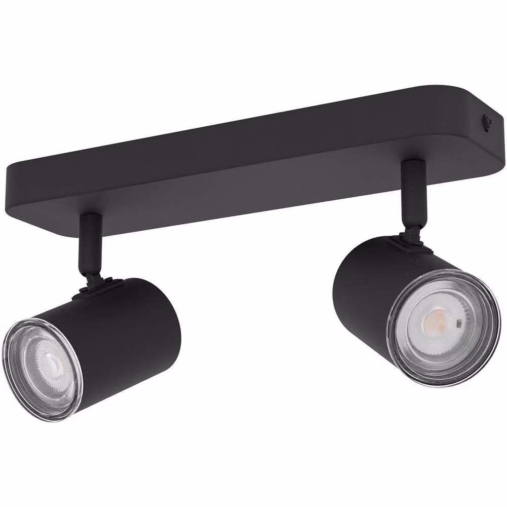 Loops Modern Black LED Ceiling Spotlight for Bathrooms, IP44 Rated, GU10 – 2