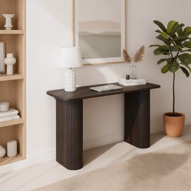 Home Source Monroe Modern Style Home Office Writing Desk in Brown and Black