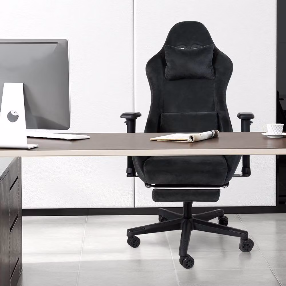 Levede Black Ergonomic Gaming Chair for Adults with Headrest, Swivel Function and Armrests – 3
