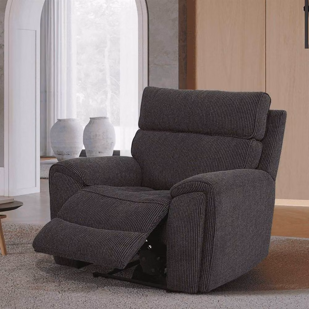 Furnishings For Less UK Lois Black Fabric 3 Piece Electric Reclining Sofa Suite with USB Charging – 2