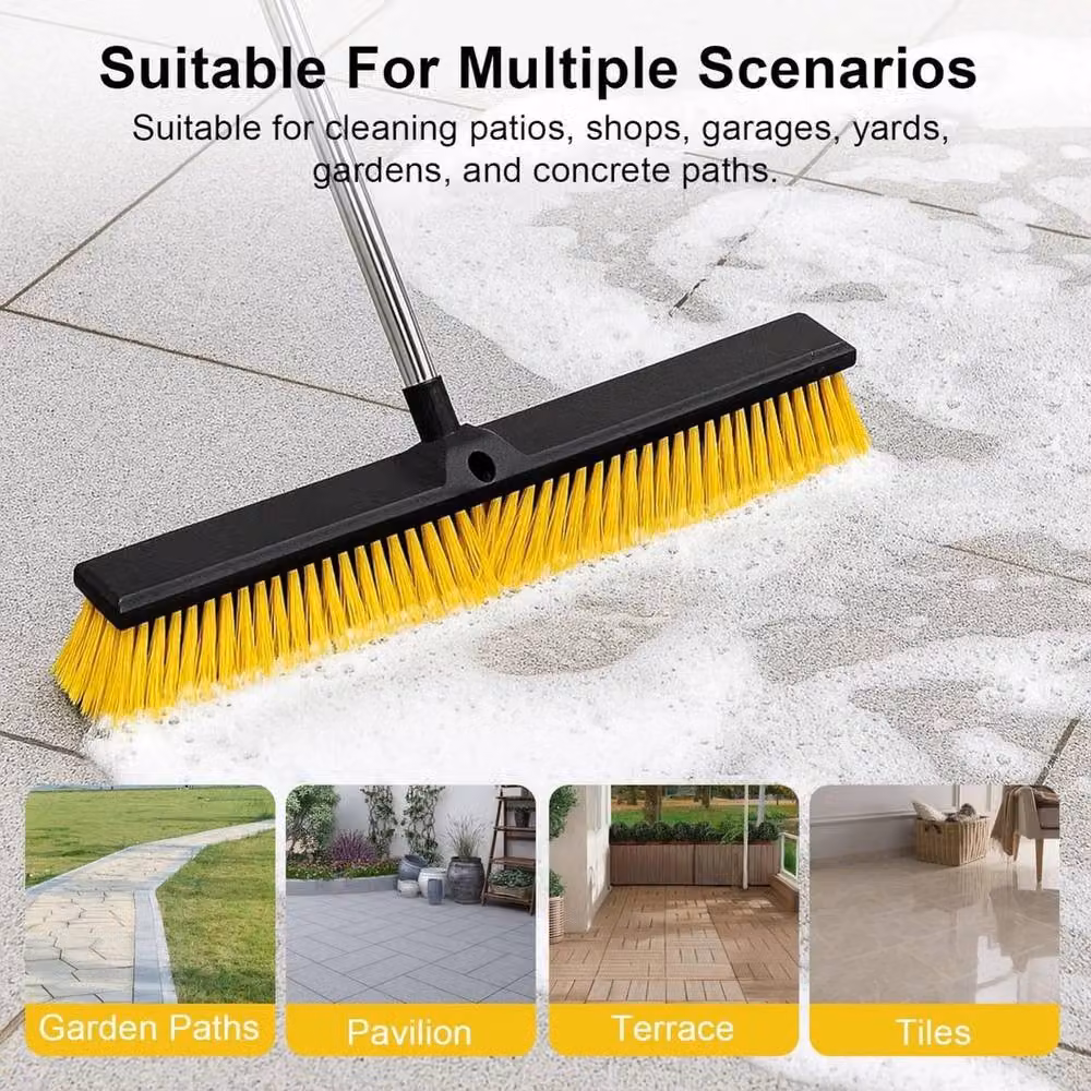 NESTLUNE Heavy Duty Garden Broom in Yellow, H 100 cm x W 15 cm – 3