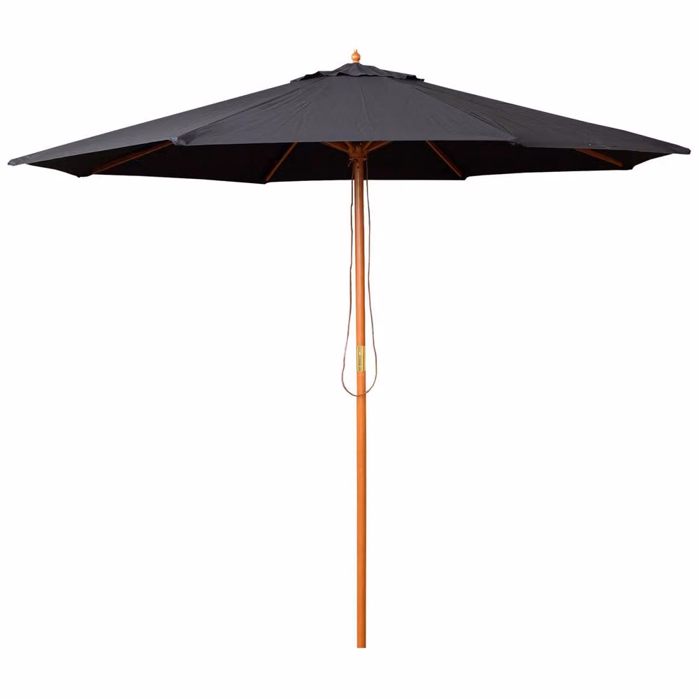 Samuel Alexander Black Wooden Garden Parasol Sun Shade with Polyester Canopy – 4