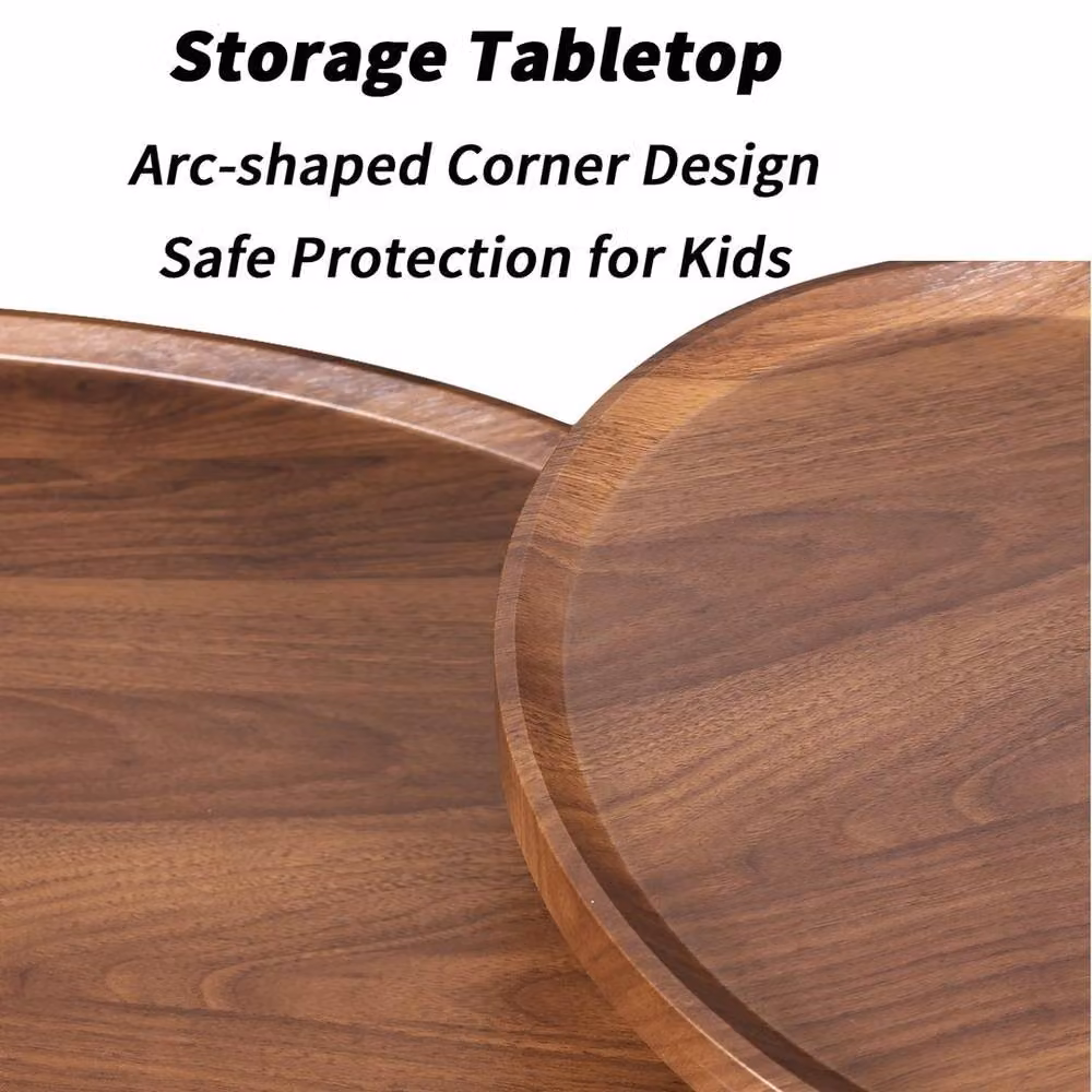 KORVIXA 2 Piece Nesting Oval Coffee Table Set in Brown, W/D/H: 100 x 100 x 100 cm – 4