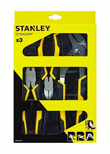 Stanley 3 Piece Controlgrip Combination Plier Set in Black and Yellow – 2