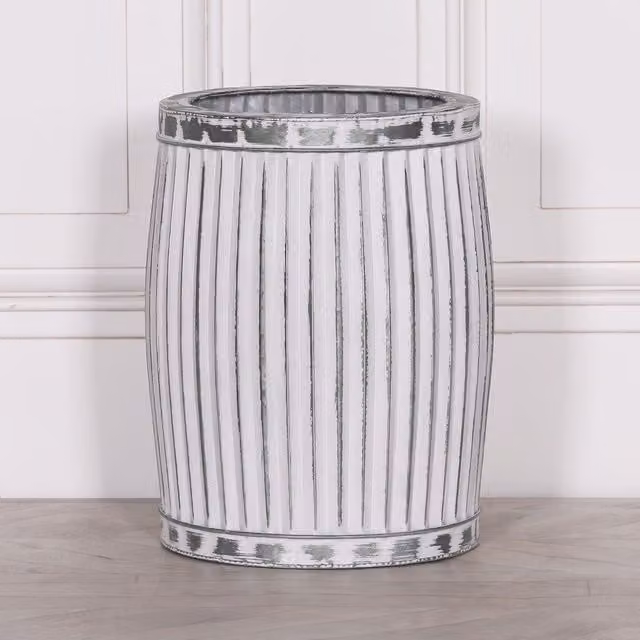 Glasstone Round Dolly Tub Metal Planter, Small, White
