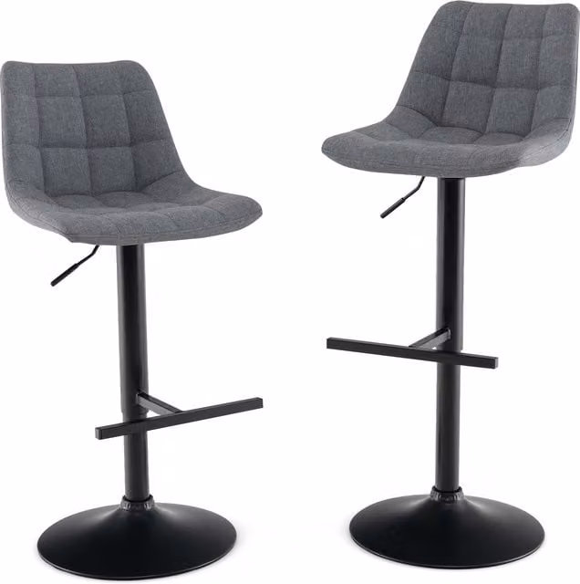 COSTWAY Set of 2 Grey Fabric Swivel Counter Dining Chairs and Bar Stools with Metal Legs