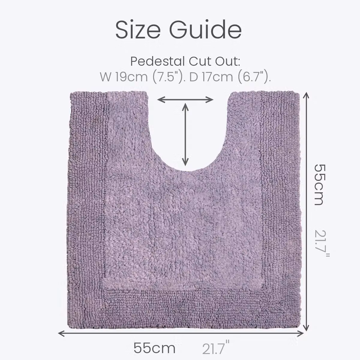 Allure Bath Fashions Reversible Heavyweight Cotton Pedestal Mat in Purple, W/D/H: 55 x 55 x 2.2 cm – 2