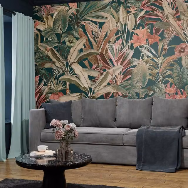 Superfresco Easy Funky Jungle Floral Wall Mural in Petrol, Blue, Purple and Multicolour, W: 300 cm, H: 280 cm – 1