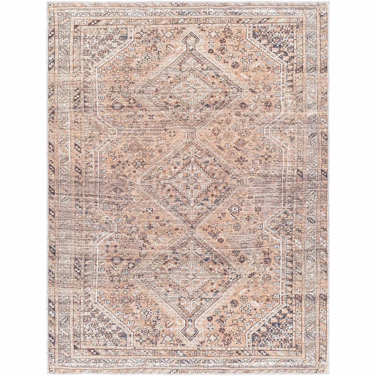 Livabliss Amelie Washable Vintage Boho Living and Dining Room Rug in Orange and Light Brown, W: 200 cm, D: 275 cm – 2