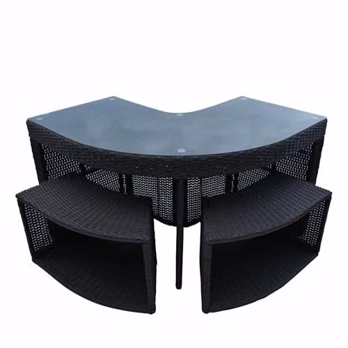 Canadian Spa Co. Corner Bar and Stool for Hot Tubs with Weatherproof Wicker and Rustproof Aluminium Frame, Brown and Black