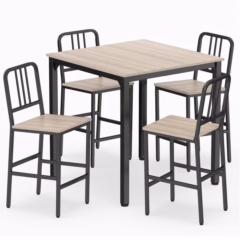 Costway 5-Piece Counter Height Dining Table and Chairs Set in Grey and Black – 8