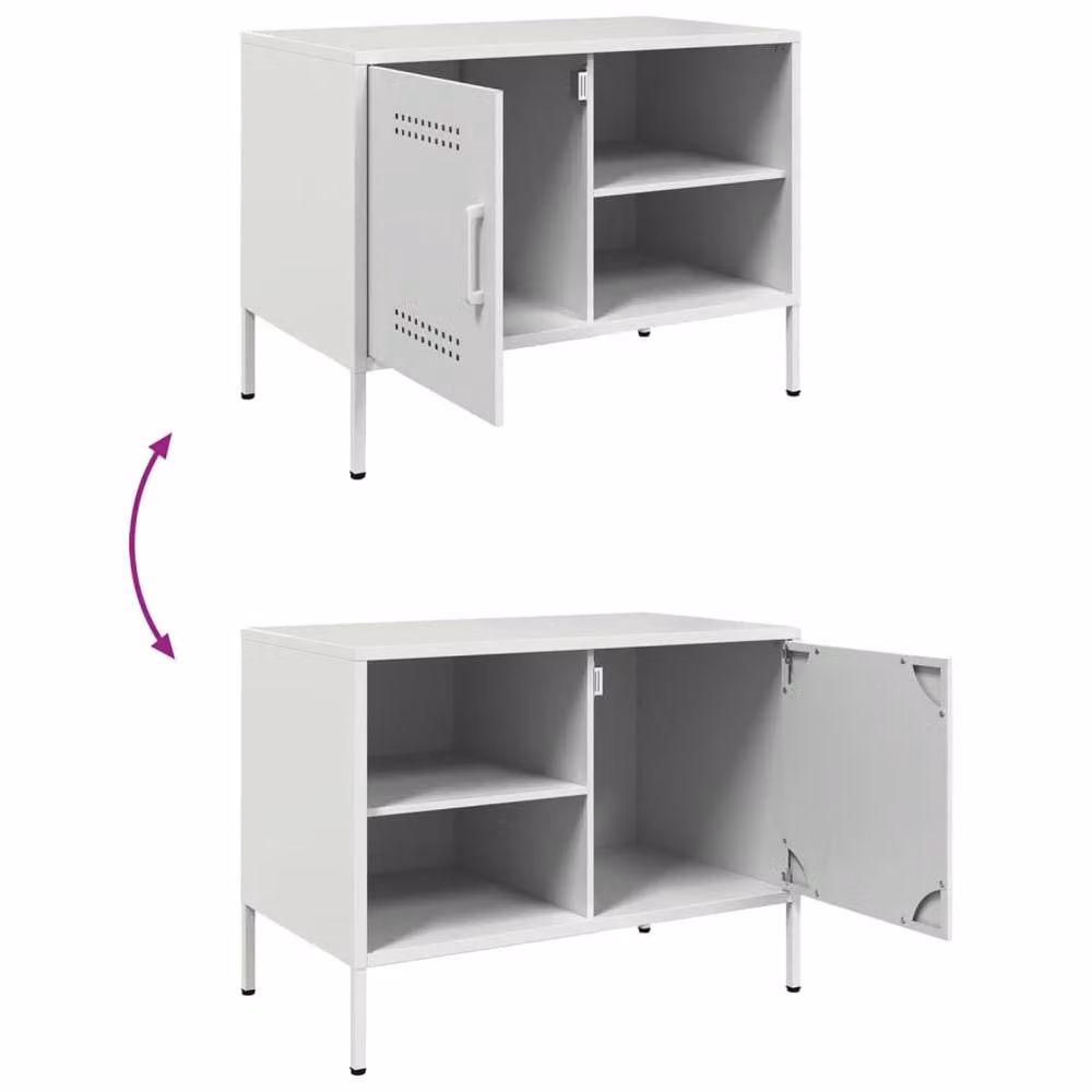 Berkfield Home White Metal TV Cabinet W/D/H: 68 x 39 x 50.5 cm – 4