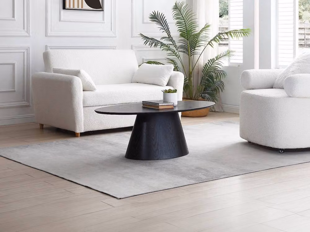 Vente-unique ANTELADA Modern Oval MDF Coffee Table in Black, W/D/H: 100 x 60 x 40 cm – 4