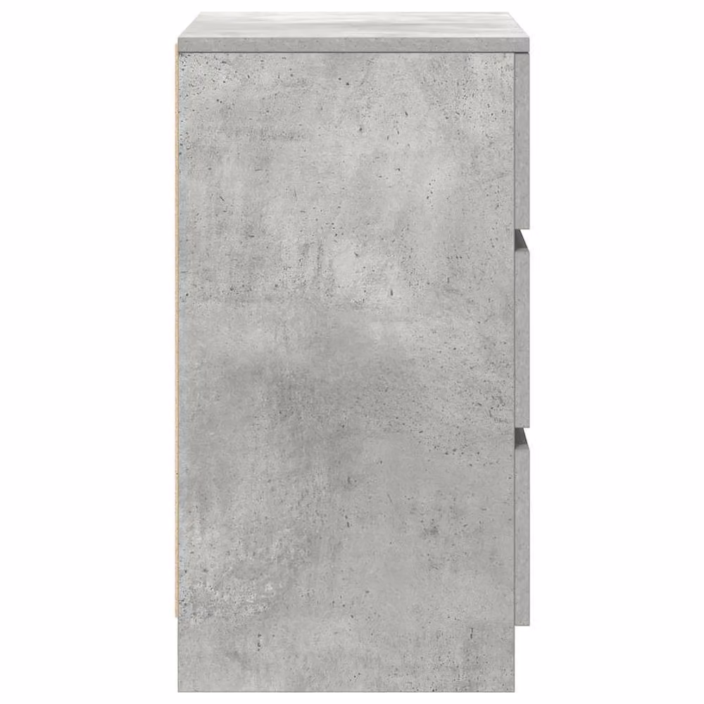 Berkfield Home Set of 2 Bedside Cabinets with 3 Drawers in Concrete Grey, W/D/H: 39 x 35 x 65 cm – 2