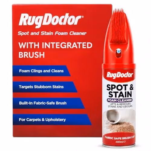 Rug Doctor Spot and Stain Foam Cleaner with Integrated Brush, 400ml for Fabric, Upholstery and Carpet Stains
