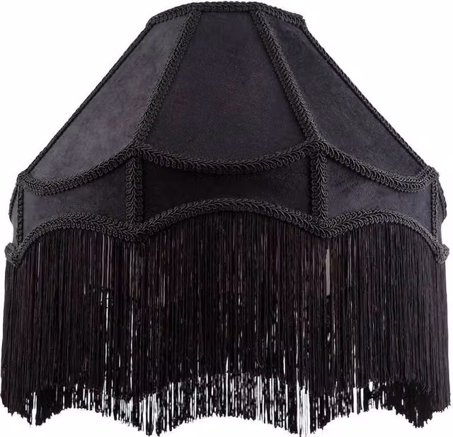 Happy Homewares Traditional Victorian Empire Soft Velvet Lamp Shade with Tassels in Black, Diameter: 30.48 cm