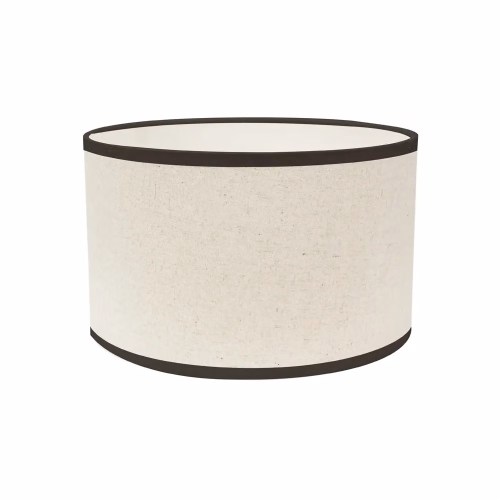 ValueLights Eva Natural Linen Fabric Drum Lampshade in Black and Beige, Width: 25 cm, Height: 15 cm – 2