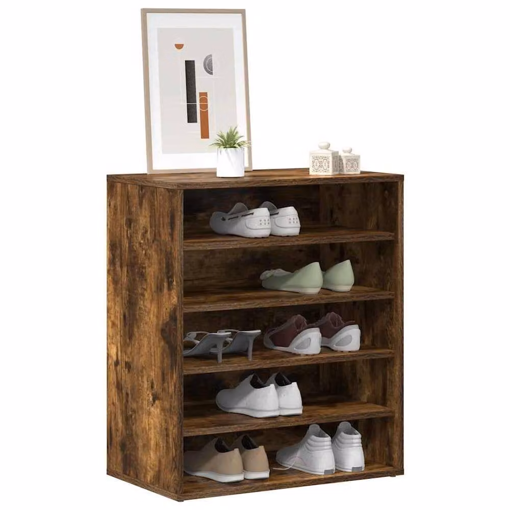 Berkfield Home Smoked Oak Shoe Cabinet in Brown, W/D/H: 60 x 35 x 70 cm – 3