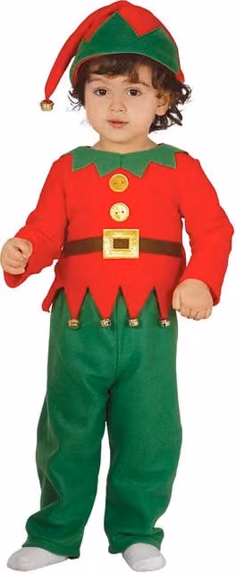 Fiestas Guirca Baby Elf Christmas Costume Set in Red, Green and Multicolour
