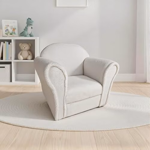 Kidsaw Kids Armchair Toddler Chair with Wood Frame and Thick Padding in Lamb Off White, W/D/H: 45 x 53 x 37 cm