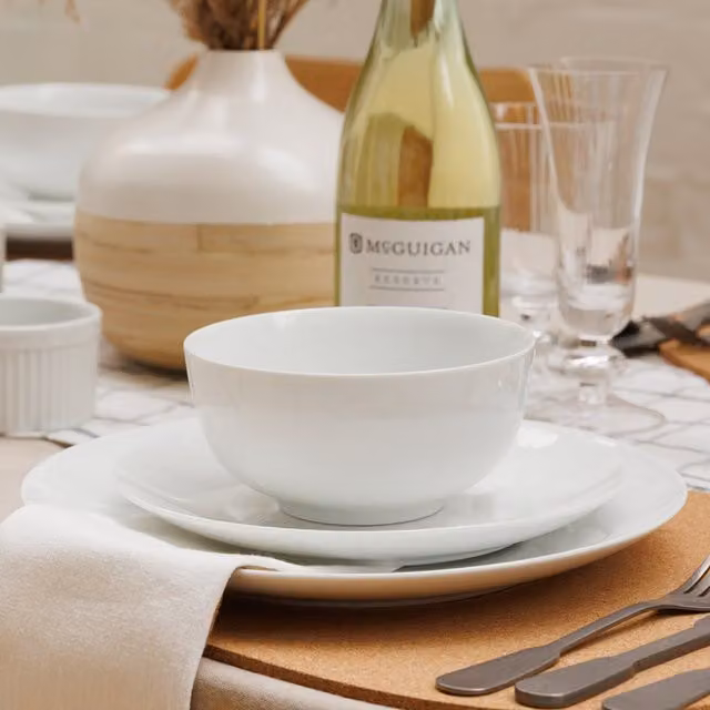 Mikasa Chalk 12-Piece White Porcelain Dinner Set