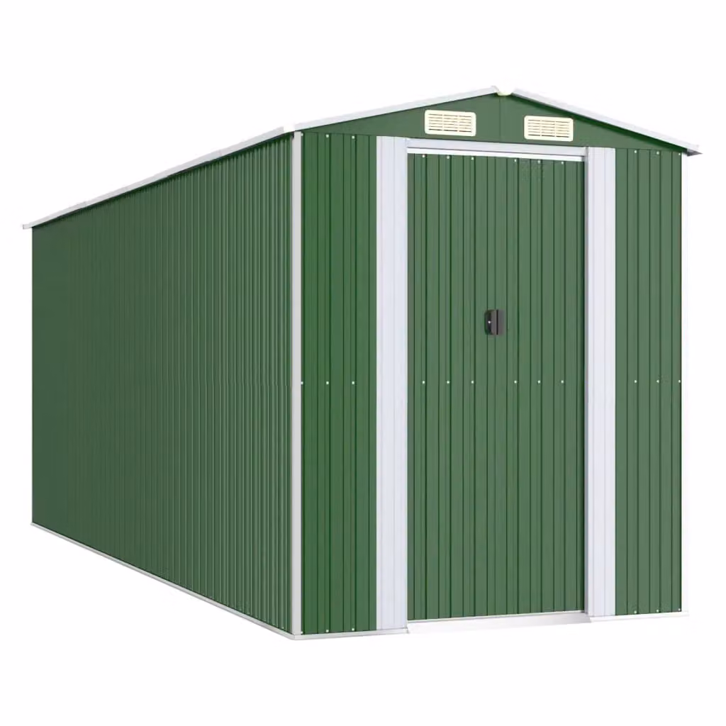 Berkfield Home Green Galvanised Steel Garden Shed with Sliding Doors and Side Vent W/D/H: 192 x 523 x 223 cm – 2